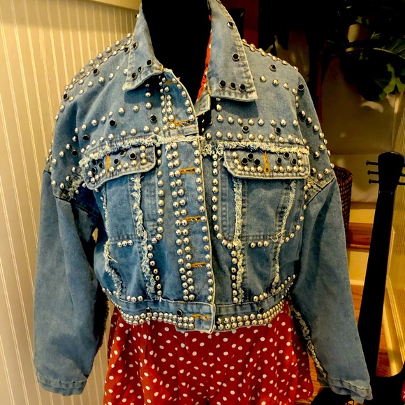 P Cill studded oversized denim jacket - Picture 1 of 5
